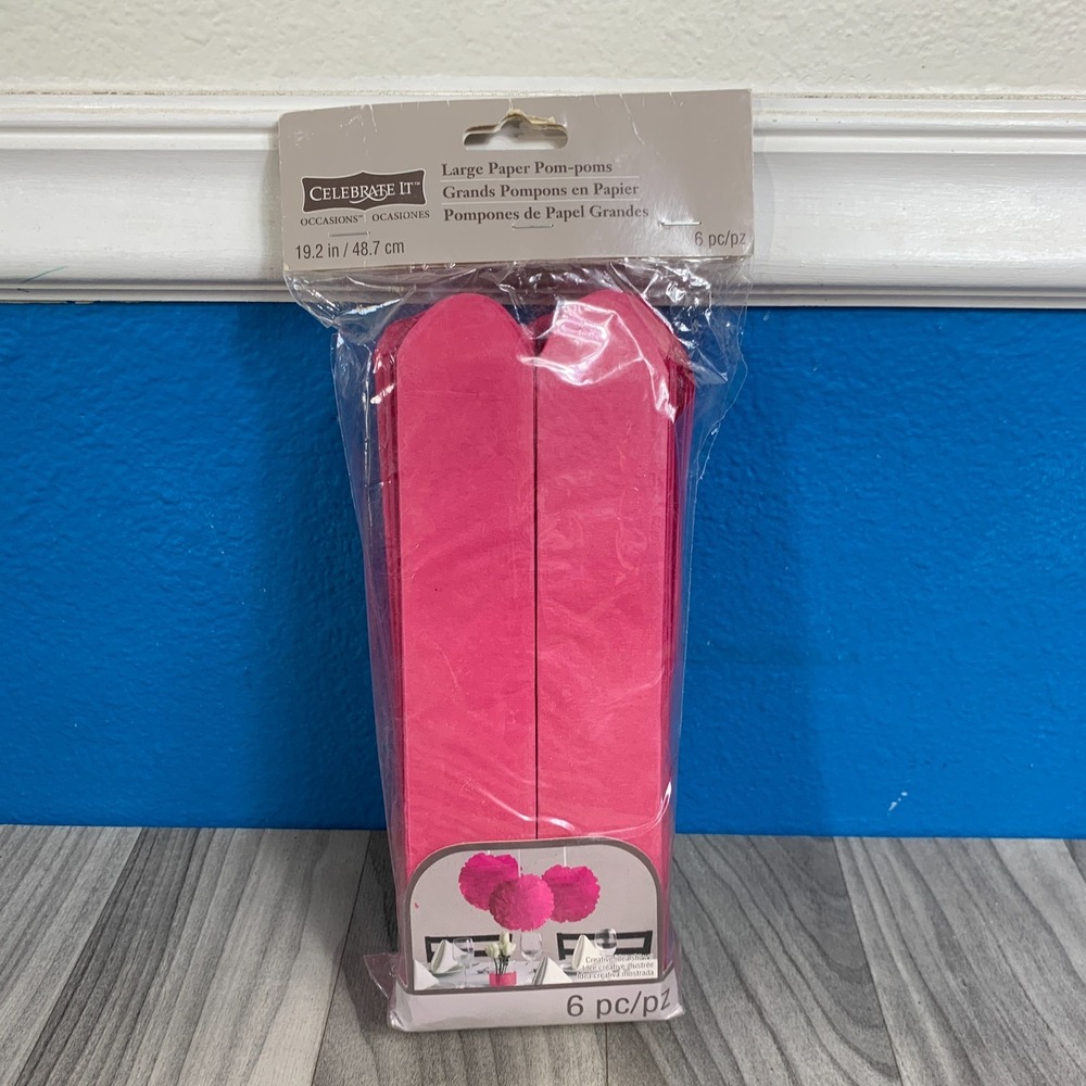 CELEBRATE IT Occasions Large Paper POM-POMS - 6 pcs, FUCHSIA